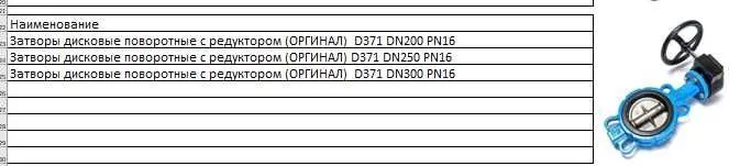 Затворы дисковые поворотные с редуктором (ОРИГИНАЛ) D371