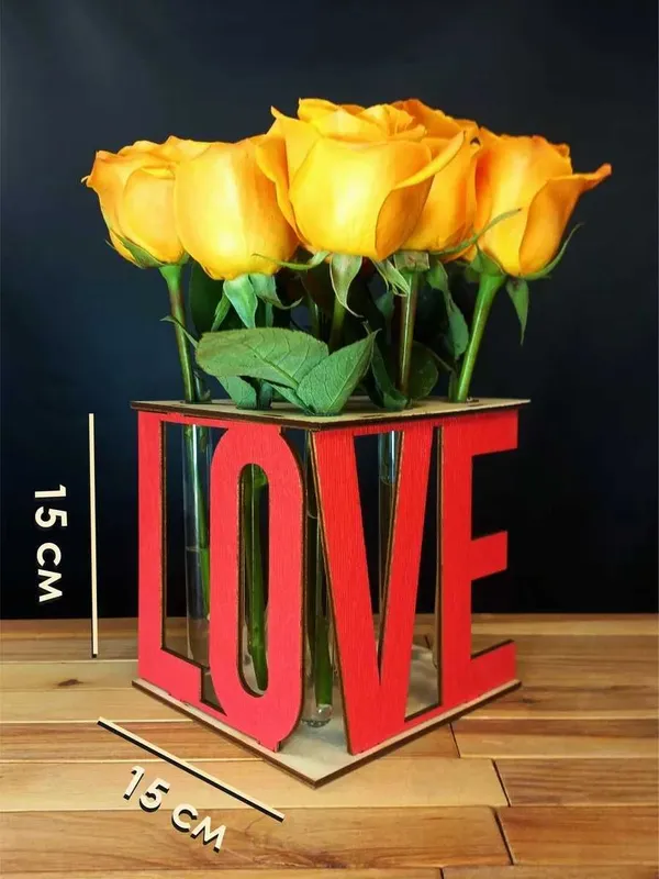 Ваза интерьерная с колбами "LOVE" — фото 2 Ваза интерьерная с колбами "LOVE" — фото 2