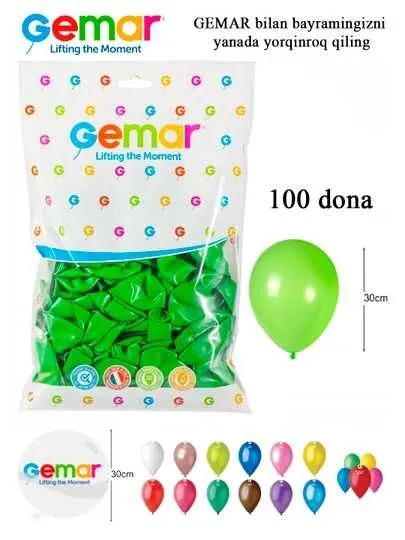 Havo sharlari Gemar 100 dona / Воздушные шары Gemar, 100 шт. 2 Havo sharlari Gemar 100 dona / Воздушные шары Gemar, 100 шт. 2