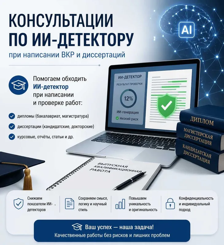 Консультации по ИИ-детектору при написании ВКР и диссертаций Консультации по ИИ-детектору при написании ВКР и диссертаций