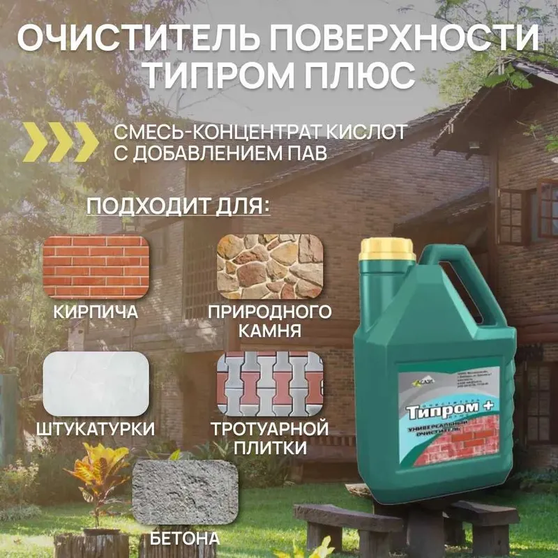 Очиститель фасадов Типром+ концентрат для удаления высолов загрязнений — фото 3