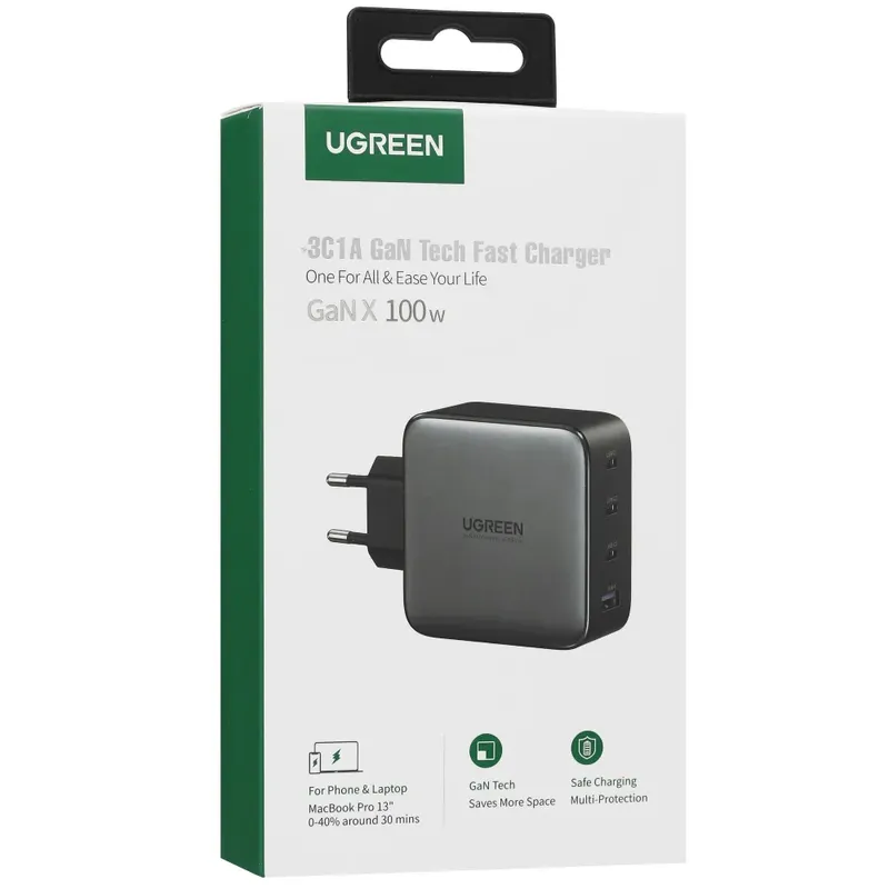 UGREEN GaN 100W зарядное устройство 4 порта — фото 4
