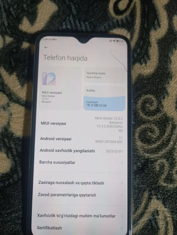 Redmi not 8 32 GB 2