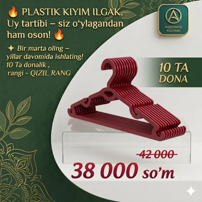 PLASTIK KIYIM ILGAK, 
qizil rang