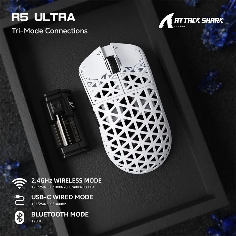 NEW Mouse Attack shark R5 Ultra PAW3950 8K dpi 42000