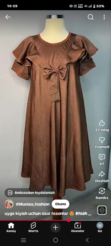 uyga kiyishga kuylak
