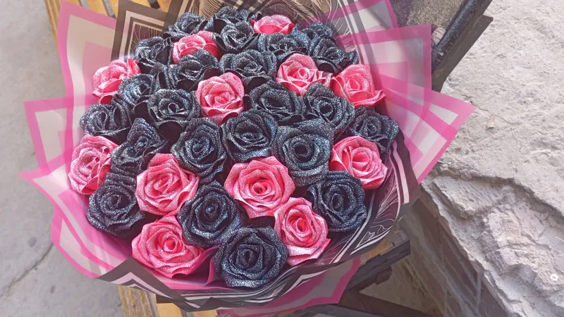 розы из атласных ленты 2