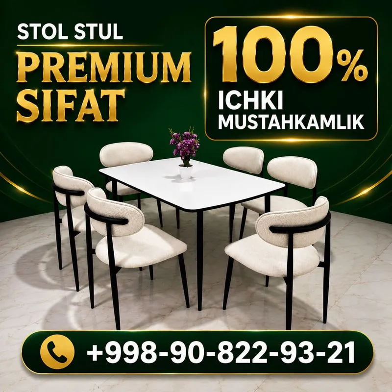 Oshxona uchun 6 Kishillik Stol Stullar!