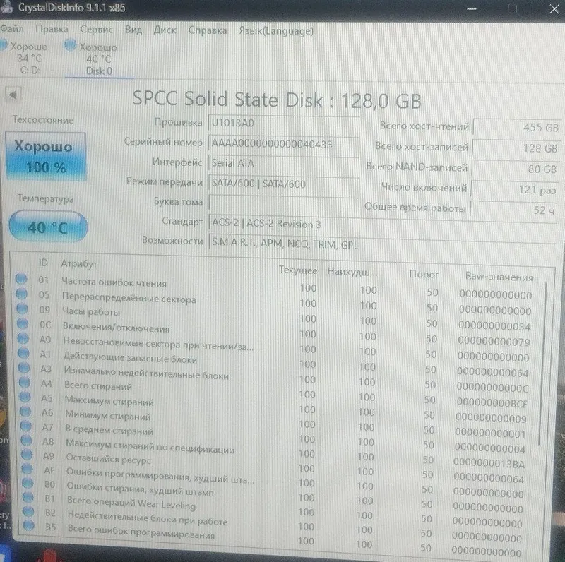 Продам ssd 128 в отличном состоянии