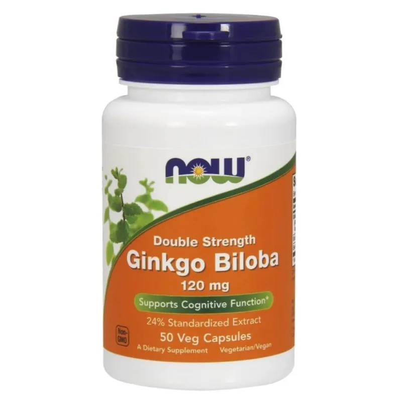 Гинкго Билоба, Ginkgo Biloba, Now Foods, двойная сила 120 мг 50 вегет