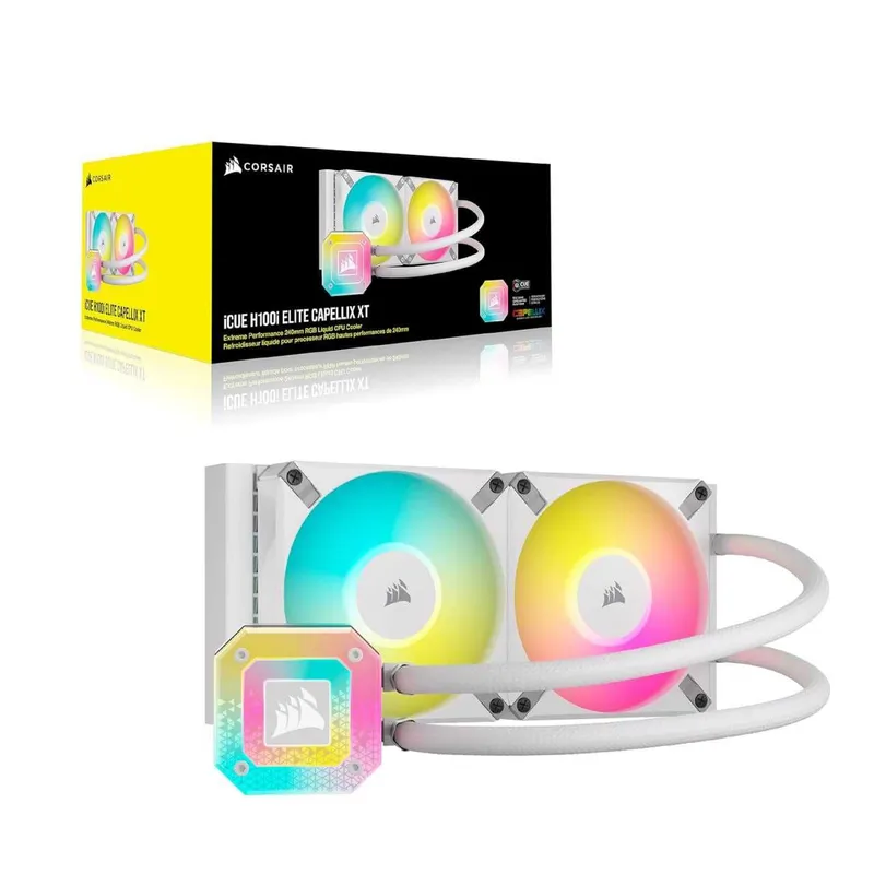!Suyuq sovitish.Corsair iCUE H100i ELITE CAPELIX XT WHITE 240mm|QQS bilan narx 2