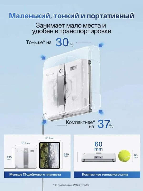 Робот-мойщик окон ECOVACS Winbot Mini, дистанционное управление 3