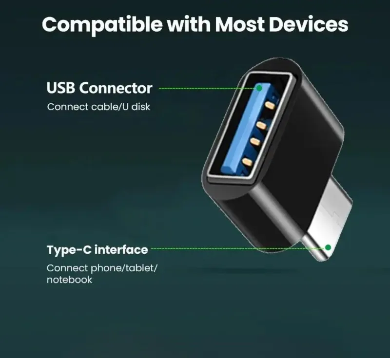 Ma'lumotlar Uzatish uchun USB-C dan OTG adapteri, USB-C dan USB 2.0