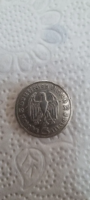 Серебряная монета 5 рейхсмарок 1935 года 1 Серебряная монета 5 рейхсмарок 1935 года 1