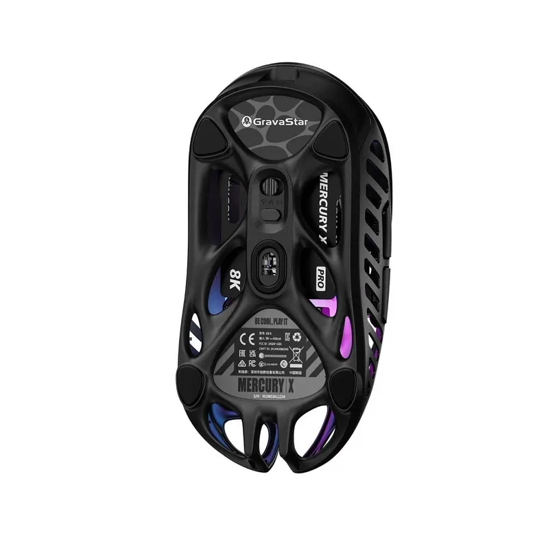 } Мышь GravaStar Mercury X, BT/WL/USB-A, RGB, черный 3 } Мышь GravaStar Mercury X, BT/WL/USB-A, RGB, черный 3