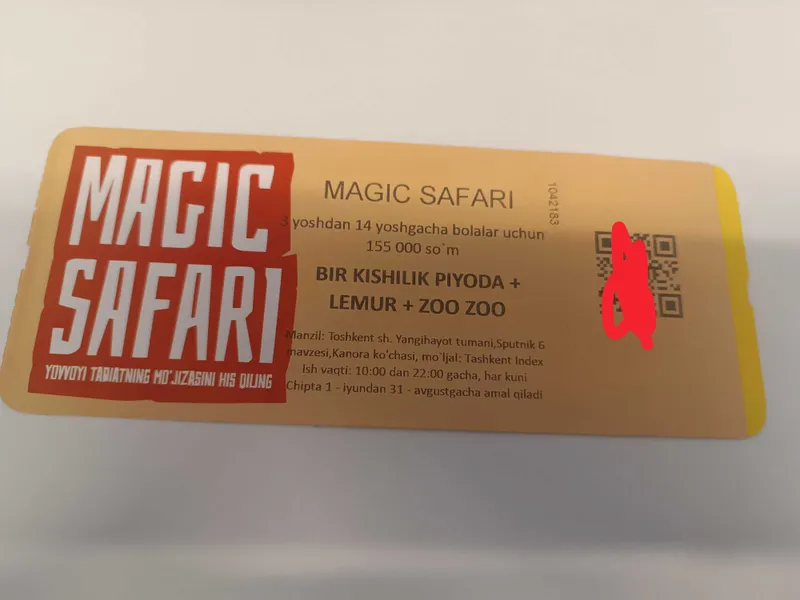 Magic safari uchun bilet 1 Magic safari uchun bilet 1