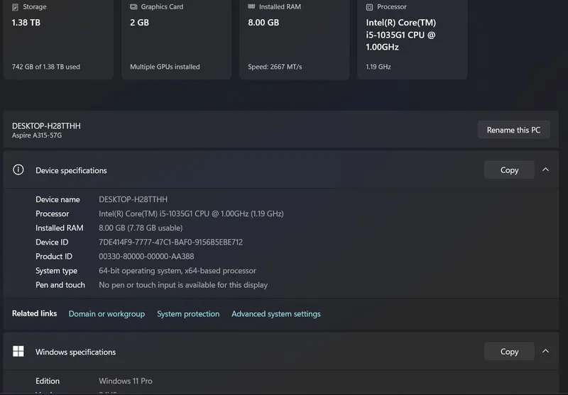 Acer i5 10-avlod, 512 Gb SSD, 2 ta videokarta — фото 2