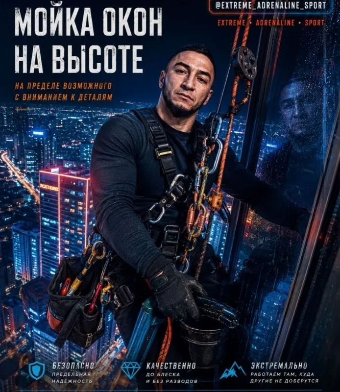Мойка окон профессионального Альпинисты 1 Мойка окон профессионального Альпинисты 1