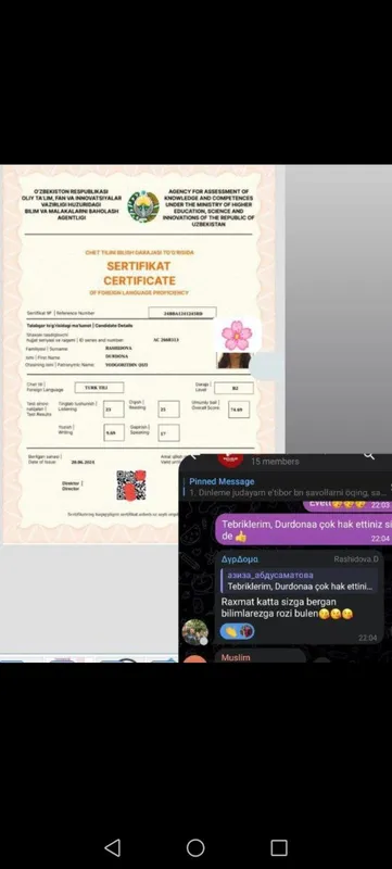TURK TILI kursi 250 mingdan 6 TURK TILI kursi 250 mingdan 6