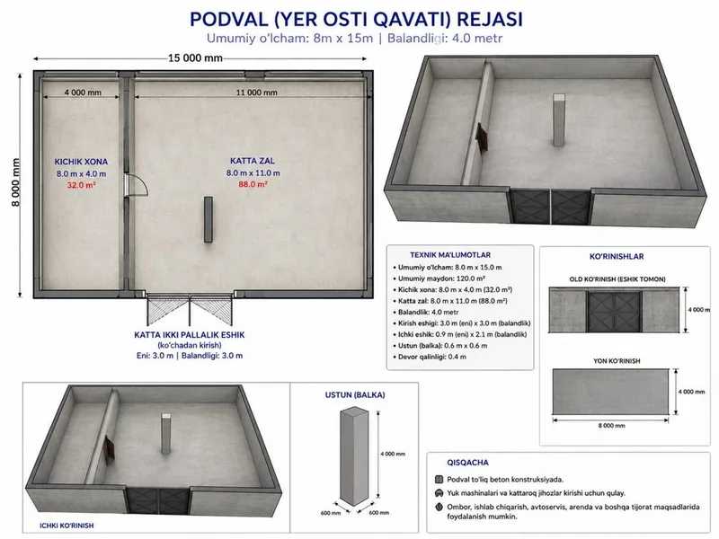 120 kv Podval ijara arendaga beriladi Arzon narxda ( Sklad, sex, yer ) 1