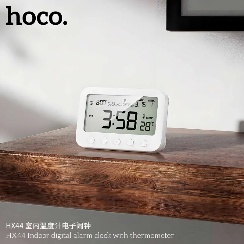 Hoco HX44 Электронный будильник с термометром и LCD-дисплеем 1 Hoco HX44 Электронный будильник с термометром и LCD-дисплеем 1