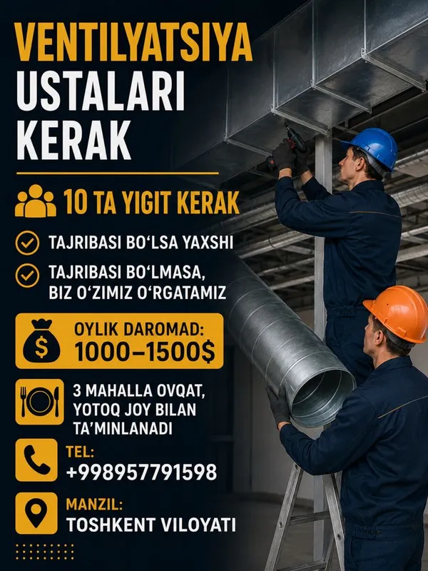 Ventilatsiyaga bollar kerak Ventilatsiyaga bollar kerak