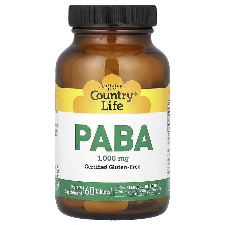 PABA 1000 мг ПАБК (ПАБА) 60 таб Country Life Витамин B10