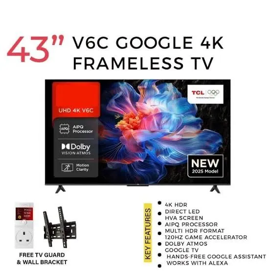 Телевизор TCL 43V6C 4K HDR GoogleTv 2026 Оптом Доставка Бесплатно
