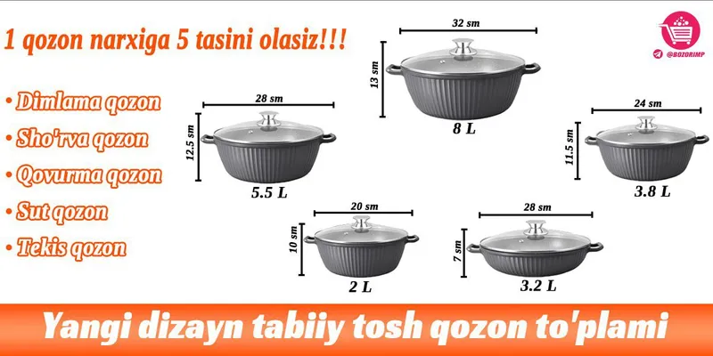 Новый премиум-казан с каменным покрытием Mayfan, набор из 5 предметов 3 Новый премиум-казан с каменным покрытием Mayfan, набор из 5 предметов 3
