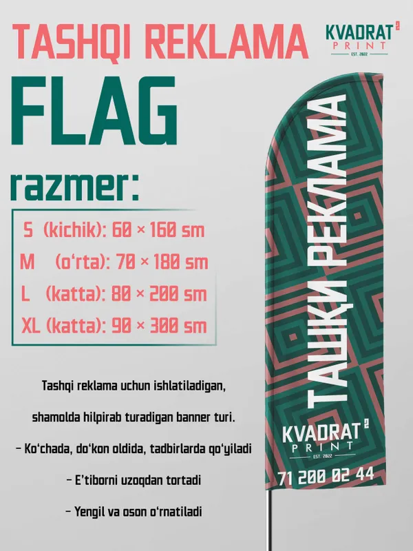 tashqi reklama,bannerlar,shtendir,reklama bayroqlari — фото 3