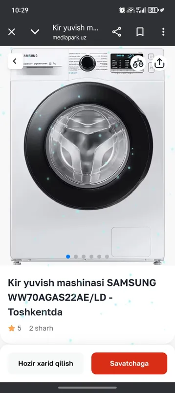 Samsung kir yuvish mashinasi
