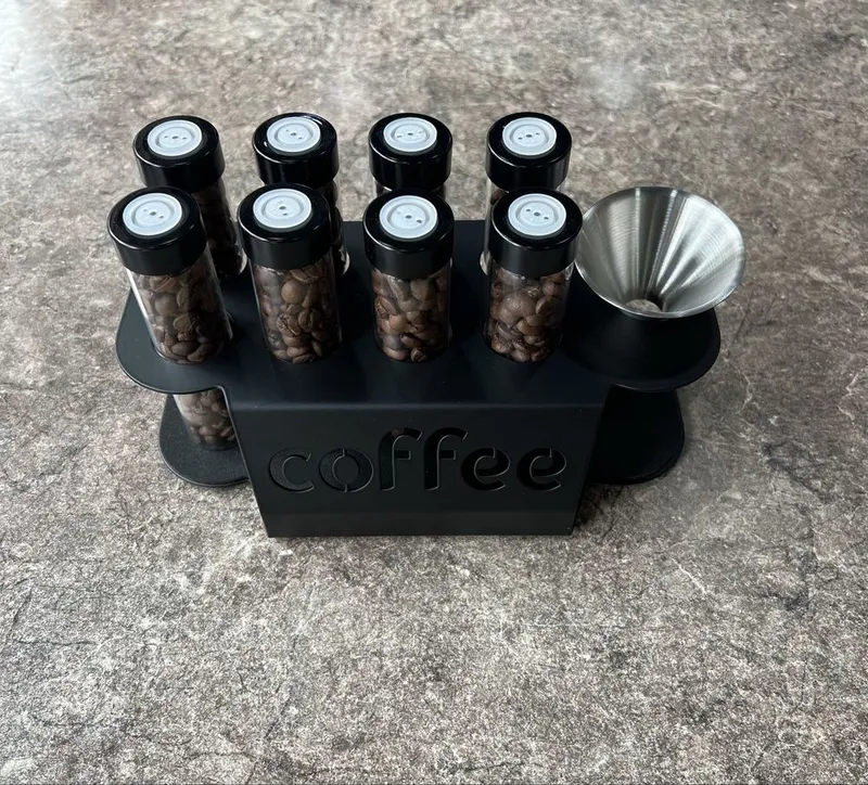 Coffee Dekor / Стойка для хранения кофейных зёрен на 8 доз (чёрная) 1