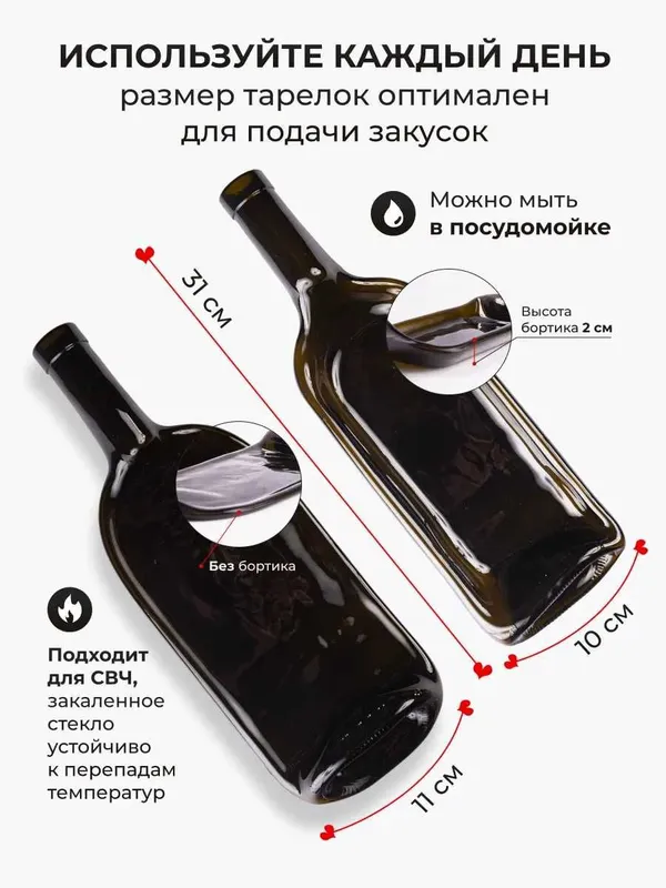 Сервировочные тарелки-бутылки для закусок (2 шт.) — фото 2