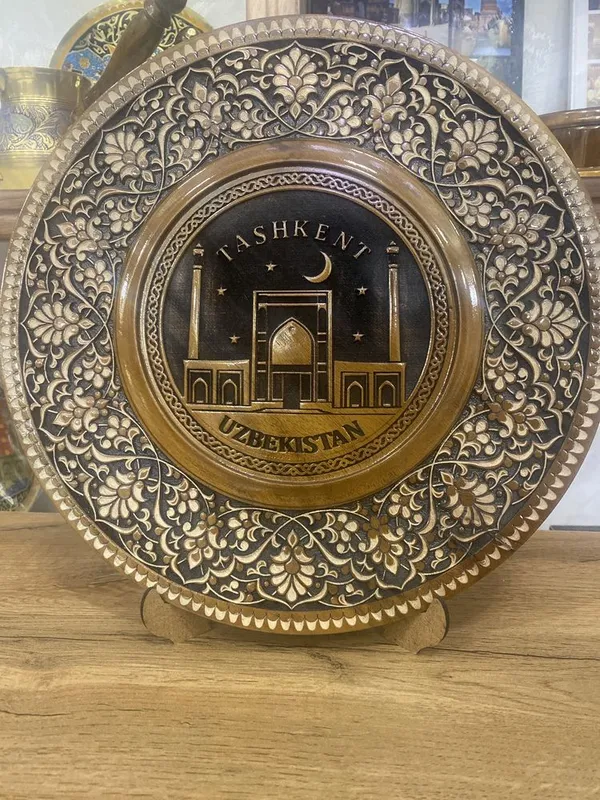 Wooden Decorative Plate With Carving D30 cm AO 6