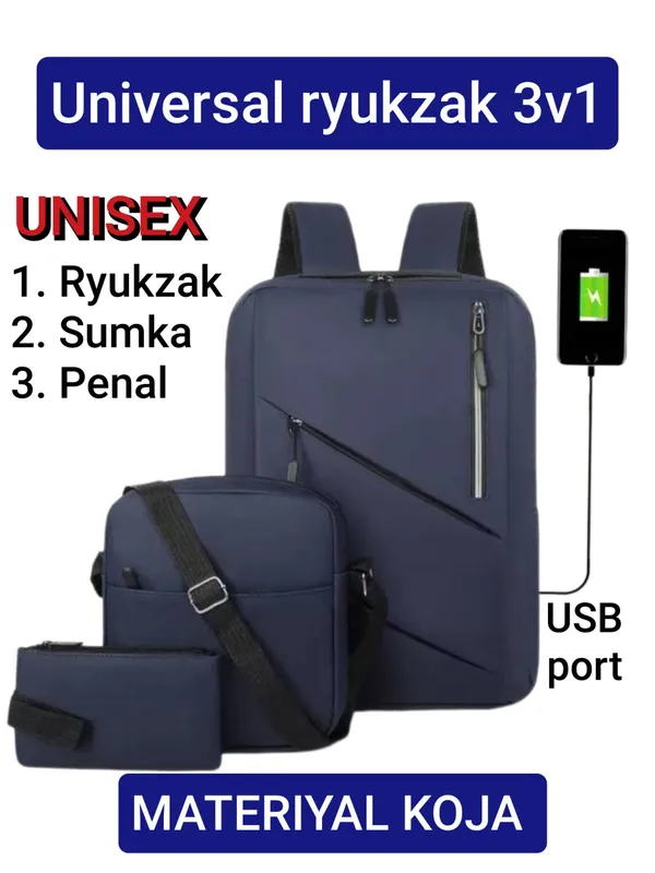 Universal ryukzak to‘plami 3v1 maktab, universitet 3 Universal ryukzak to‘plami 3v1 maktab, universitet 3