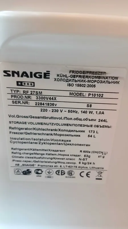 Холодильник Snaige 5 Холодильник Snaige 5