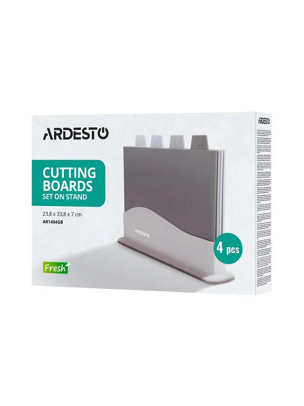 Ardesto Fresh oshxona taxtachalari to‘plami taglik bilan, 4 dona, 23.8×33.8×7 sm, plastik 8 Ardesto Fresh oshxona taxtachalari to‘plami taglik bilan, 4 dona, 23.8×33.8×7 sm, plastik 8