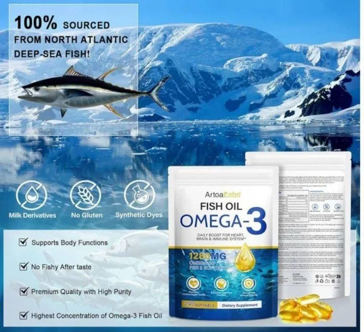Omega 3,fish oil,240 ta softgel,1280 mg,омега 3 — фото 1