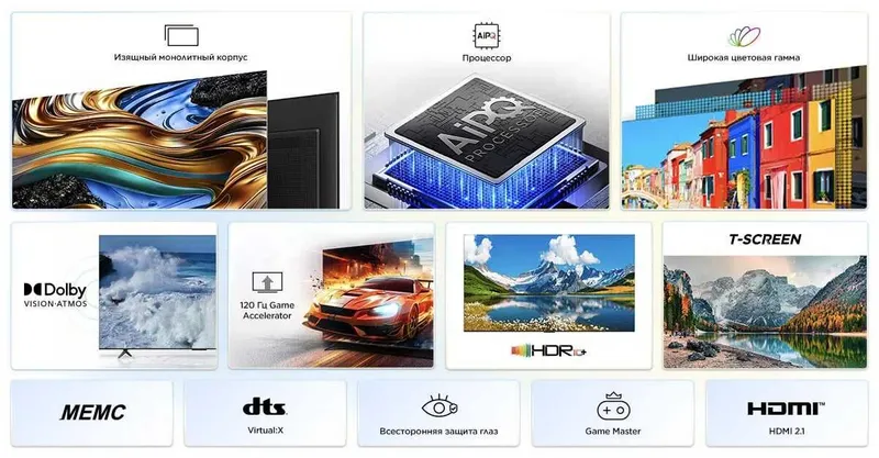 Телевизор TCL 55 T6D 120Hz Qled HDR10+Dolby atmoos 4K ULTRA HD 2x pult — фото 1