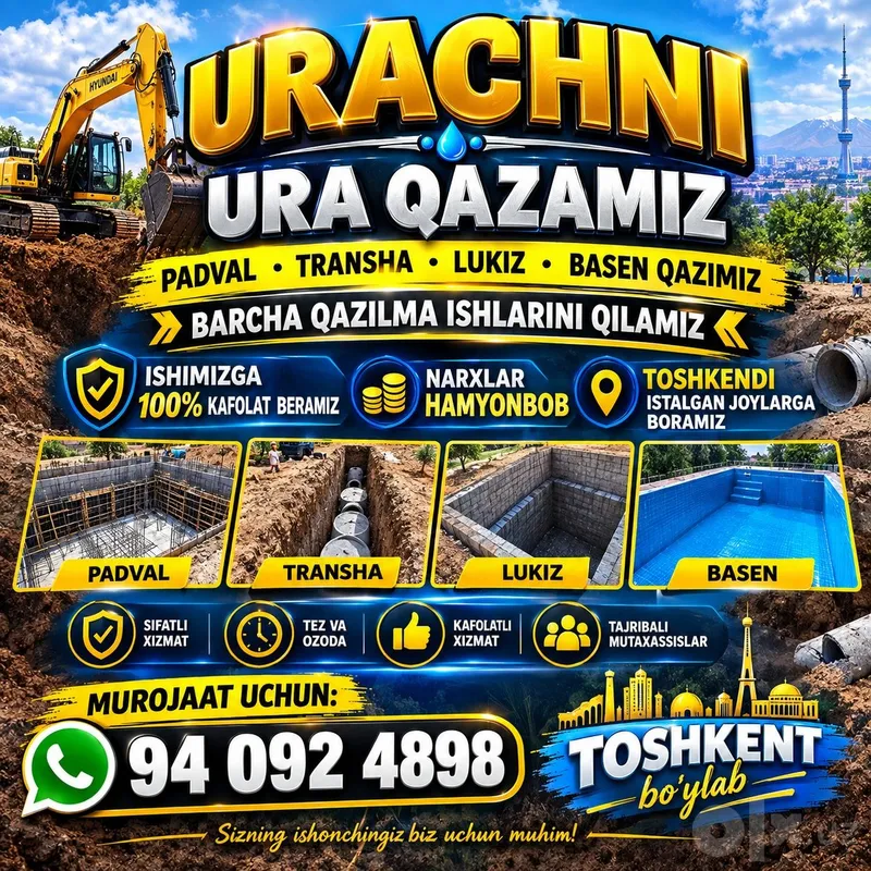 o'ra urachi qazilma ishlarini qilami toshkedi buylap 2 o'ra urachi qazilma ishlarini qilami toshkedi buylap 2