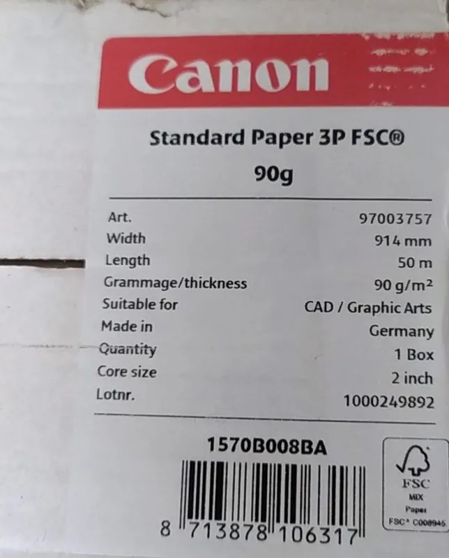 Рулонная бумага для плоттера Canon CAD ST.Pap.90g — фото 1