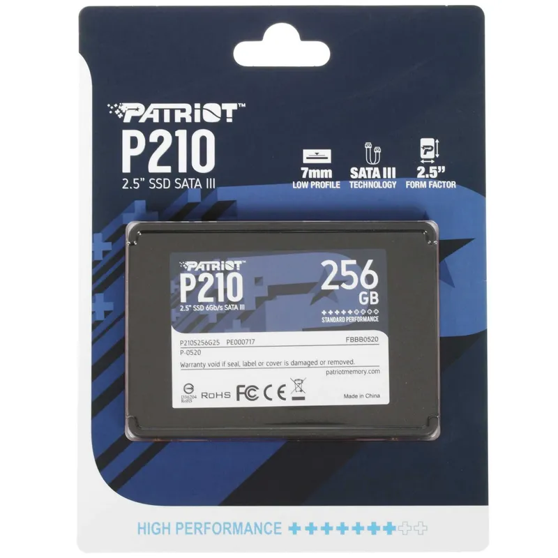 - Твердотельный накопитель SSD 256GB Patriot P210 / P220 2.5" SATA III 3