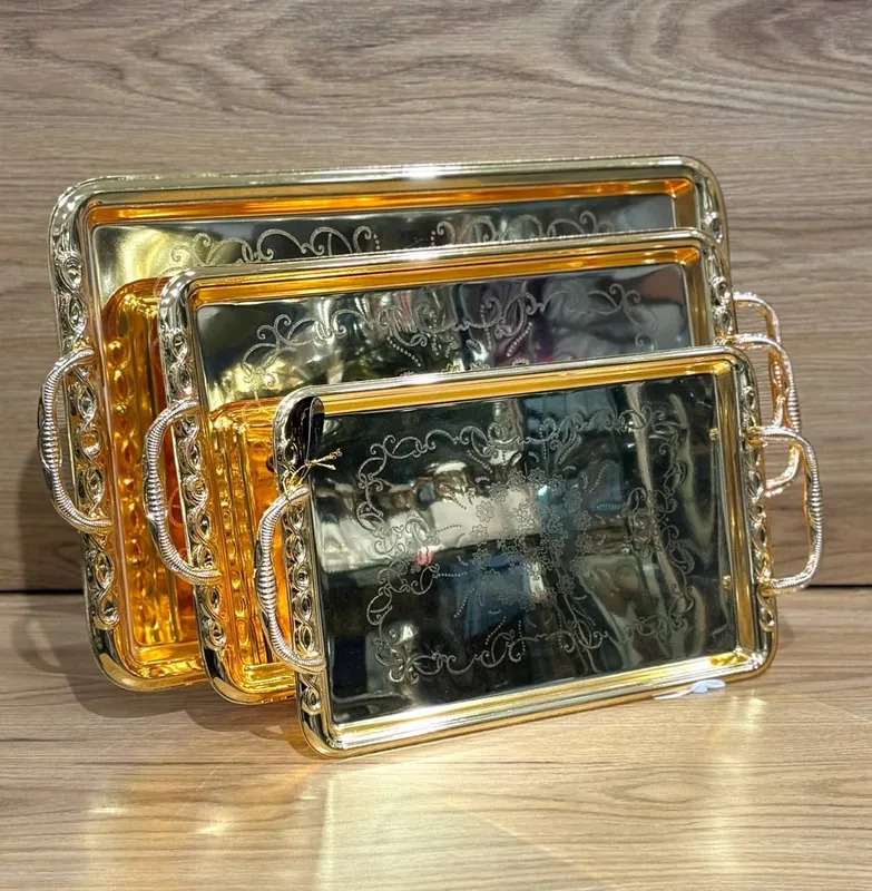 Зеркальные подносы Gold/Silver – Набор из 3 шт 2 Зеркальные подносы Gold/Silver – Набор из 3 шт 2