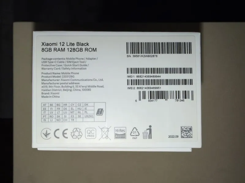 Xiaomi 12 Lite Black 8/128GB 2