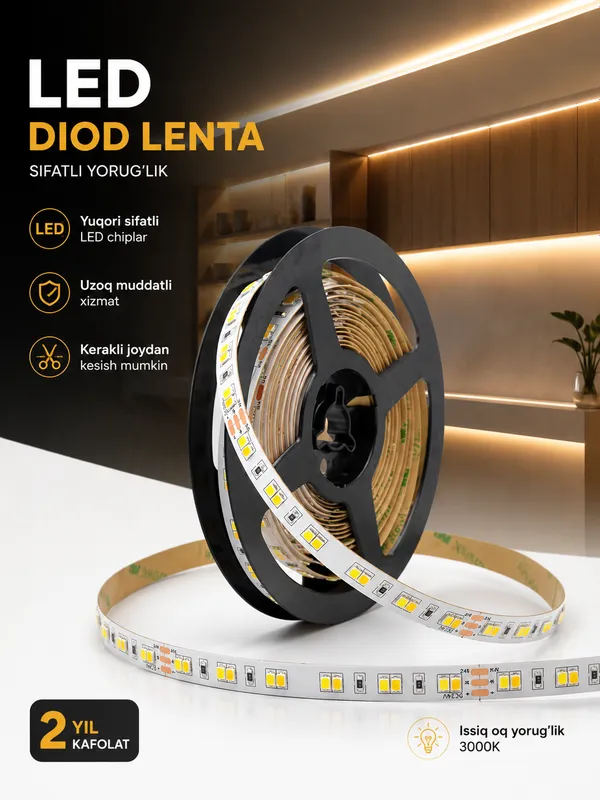 Turar joy xonalarini yoritish uchun LED lentalar. 3