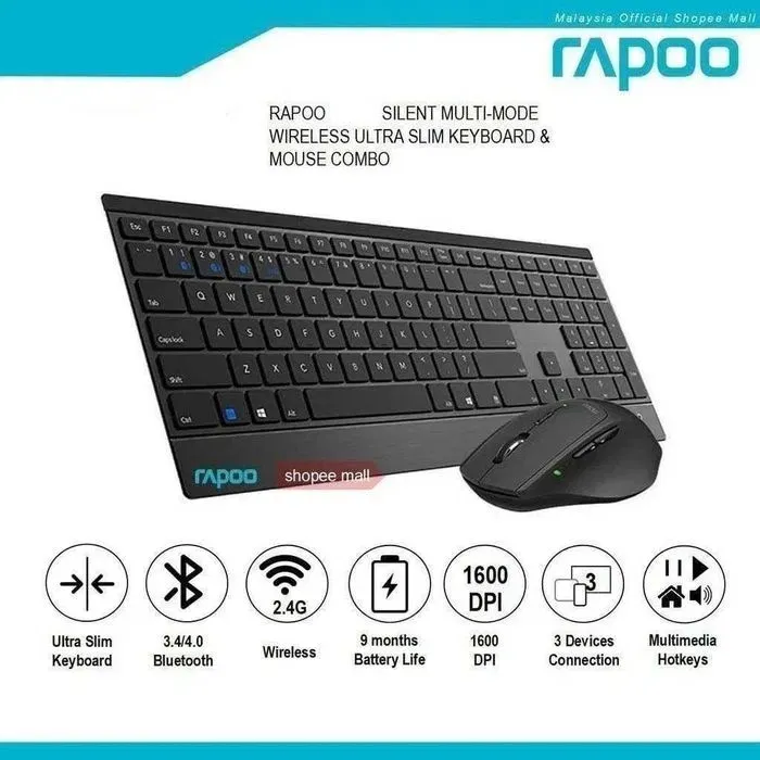 Клавиатура и мышь Rapoo 9500M