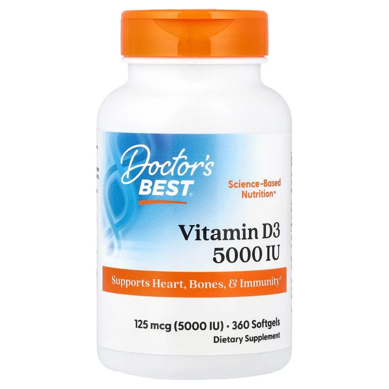 Витамин D3, Doctor's Best, 5000 МЕ, 360 капсул