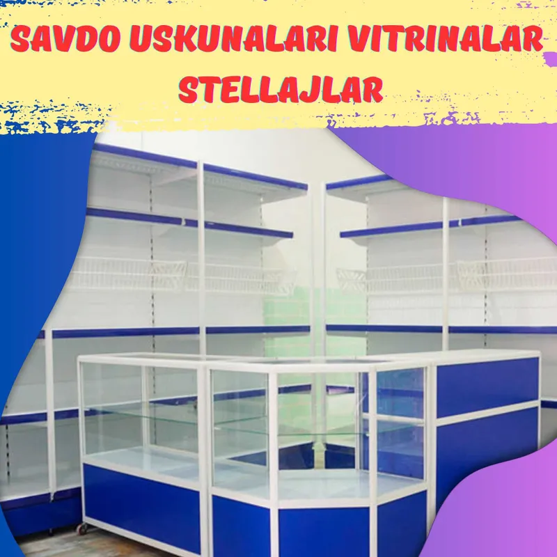 Oynalik prilavkalari savdo uskunalari vitrinalar stellajlar витрина 1