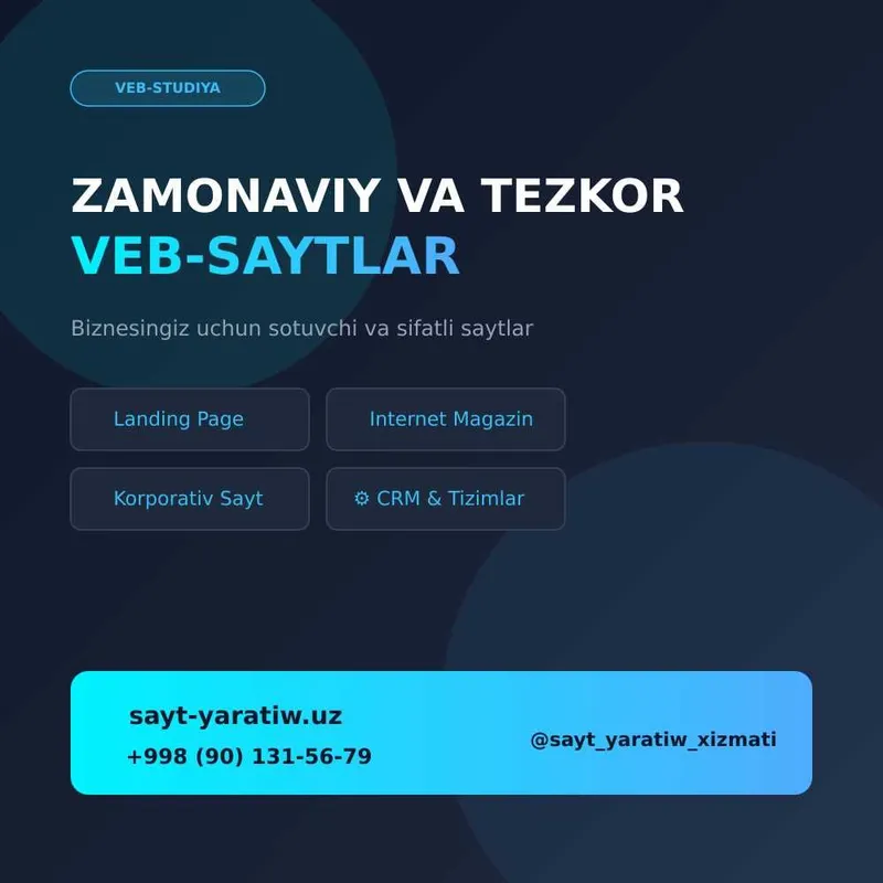 Sayt yaratish xizmati | Biznes uchun zamonaviy vebsaytlar 1