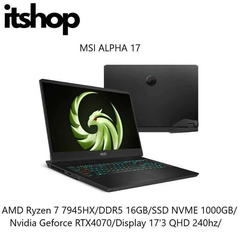 MSI ALPHA 17 R7 7945HX/16/1000/RTX4070/Display 17'3 QHD 240hz (Korea)